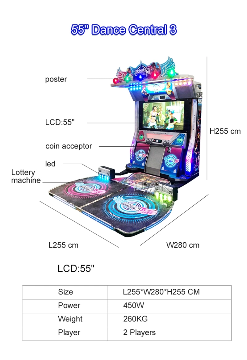 55" Dance Central 3 Coin Operated Games Dance Revolution Arcade Machine Dance Machines