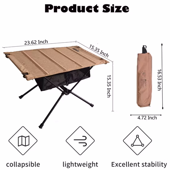 Sand Ultraleichter tragbarer Campingtisch aus Aluminium für den Außenbereich, zusammenklappbar, praktisches Design
